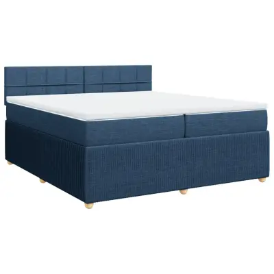 vidaXL Box spring postelja z vzmetnico modra 200x200 cm blago