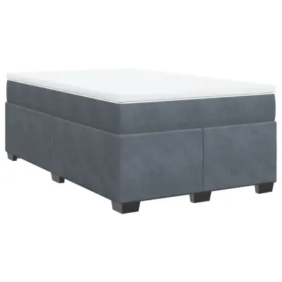 vidaXL Box spring postelja z vzmetnico temno siv 120x190 cm žamet