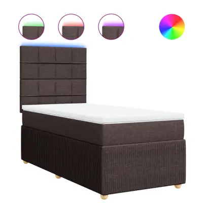 vidaXL Box spring postelja z vzmetnico temno rjava 90x200 cm blago