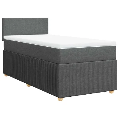 vidaXL Box spring postelja z vzmetnico temno siva 90x200 cm blago