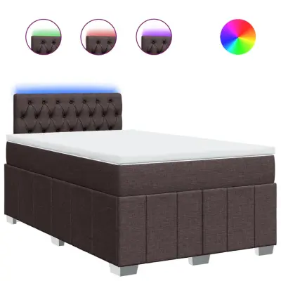 vidaXL Box spring postelja z vzmetnico temno rjava 120x190 cm blago