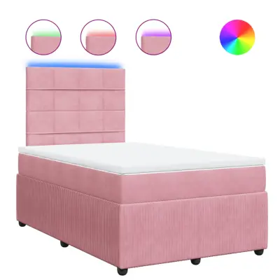 vidaXL Box spring postelja z vzmetnico roza 120x200 cm žamet