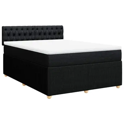 vidaXL Box spring posteljni z vzmetnico črn 140x190 cm blago