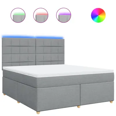 vidaXL Box spring postelja z vzmetnico svetlo siva 180x200 cm blago