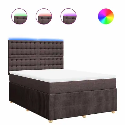 vidaXL Box spring postelja z vzmetnico temno rjav 140x190 cm blago