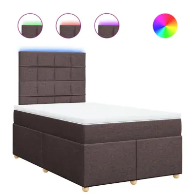 vidaXL Box spring postelja z vzmetnico temno rjav 120x200 cm blago