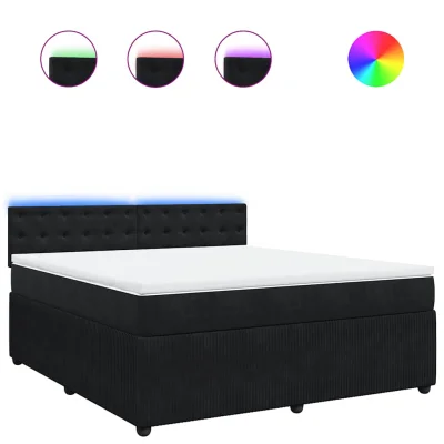 vidaXL Box spring postelja z vzmetnico črna 180x200 cm žamet