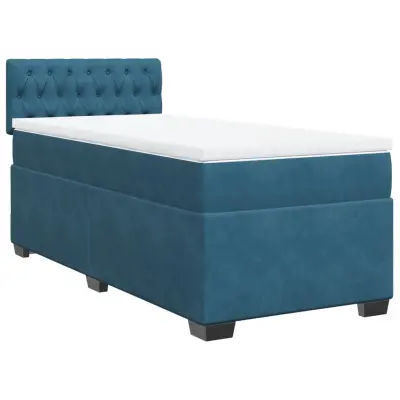 vidaXL Box spring postelja z vzmetnico temno modra 100x200 cm žamet