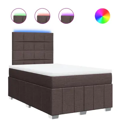 vidaXL Box spring postelja z vzmetnico temno rjava 120x190 cm blago