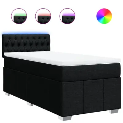 vidaXL Box spring postelja z vzmetnico črna 90x200 cm blago
