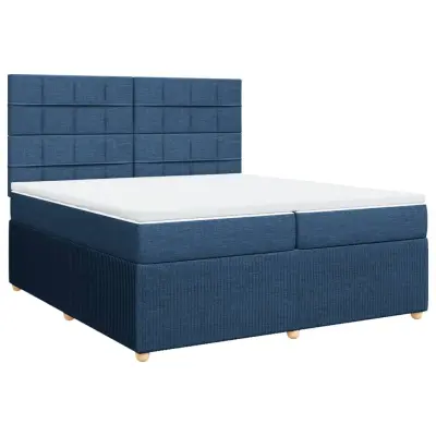 vidaXL Box spring postelja z vzmetnico modra 200x200 cm blago
