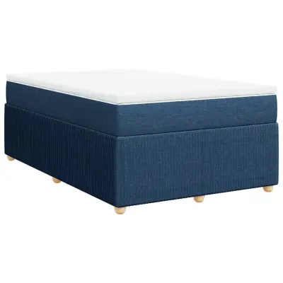 vidaXL Box spring postelja z vzmetnico modra 120x190 cm blago