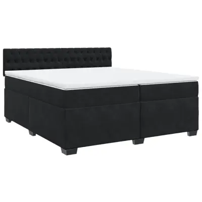 vidaXL Box spring postelja z vzmetnico črna 200x200 cm žamet
