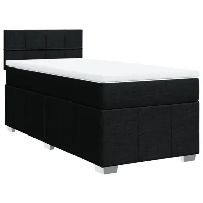 vidaXL Box spring postelja z vzmetnico črna 90x200 cm blago