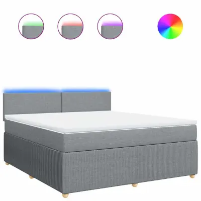 vidaXL Box spring postelja z vzmetnico svetlo siva 180x200 cm blago