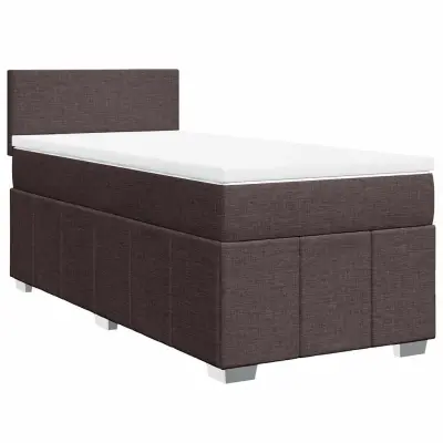 vidaXL Box spring postelja z vzmetnico temno rjava 90x200 cm blago