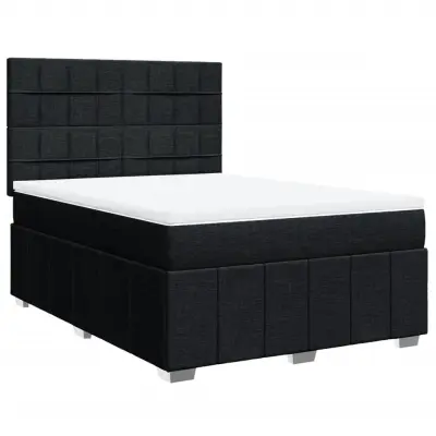 vidaXL Box spring posteljni z vzmetnico črn 140x190 cm blago