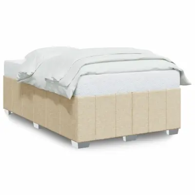 vidaXL Posteljni okvir brez vzmetnice krem 120x200 cm blago