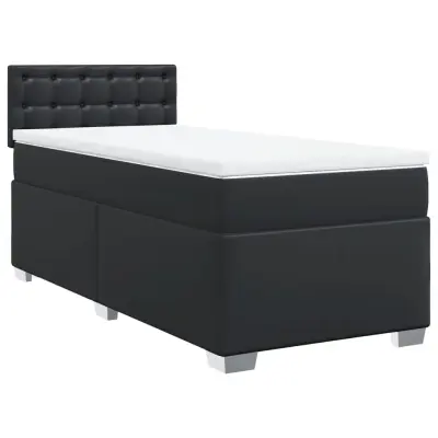 vidaXL Box spring postelja z vzmetnico črna 90x200 cm umetno usnje
