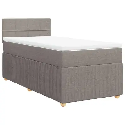 vidaXL Box spring postelja z vzmetnico taupe 90x200 cm blago