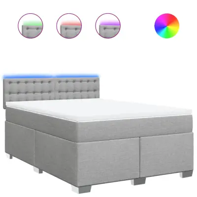vidaXL Box spring postelja z vzmetnico svetlo siva 160x200 cm žamet