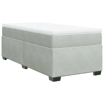 vidaXL Box spring postelja z vzmetnico svetlo siva 90x200 cm žamet