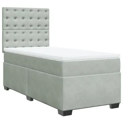 vidaXL Box spring postelja z vzmetnico svetlo siva 80x200 cm žamet