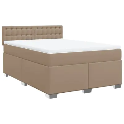 vidaXL Box spring postelja z vzmetnico kapučino 160x200cm umetno usnje