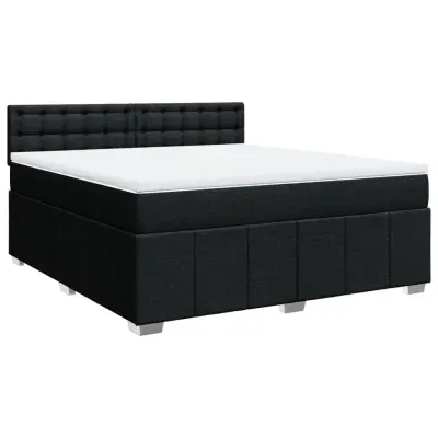 vidaXL Box spring postelja z vzmetnico črna 180x200 cm blago