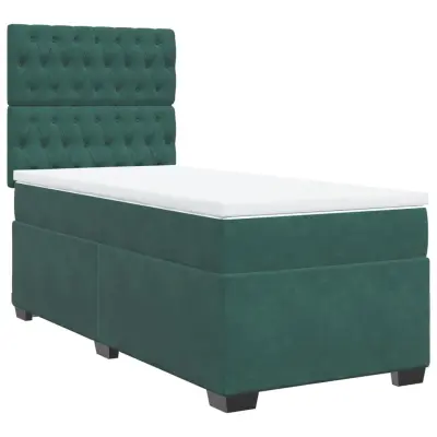 vidaXL Box spring postelja z vzmetnico temno zelena 80x200 cm žamet