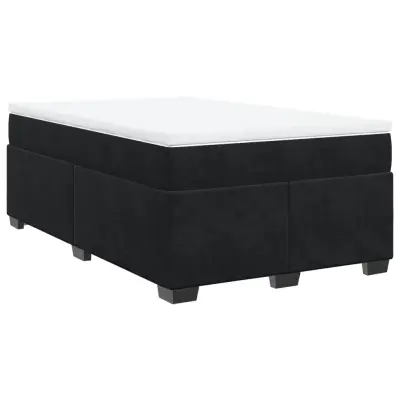 vidaXL Box spring postelja z vzmetnico črna 120x200 cm žamet