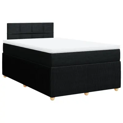 vidaXL Box spring postelja z vzmetnico črna 120x190 cm blago