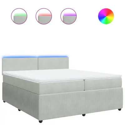 vidaXL Box spring postelja z vzmetnico svetlo siva 200x200 cm žamet