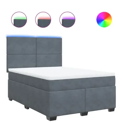 vidaXL Box spring postelja z vzmetnico temno siva 160x200 cm žamet