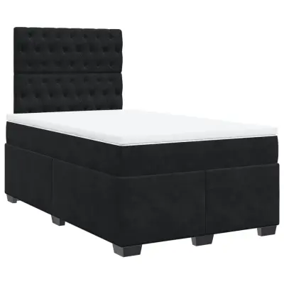 vidaXL Box spring postelja z vzmetnico črna 120x200 cm žamet