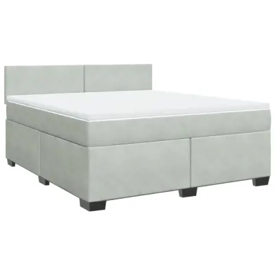 vidaXL Box spring postelja z vzmetnico svetlo siva 180x200 cm žamet