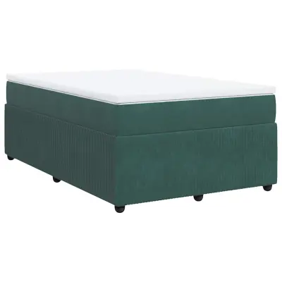 vidaXL Box spring postelja z vzmetnico temno zelen 120x190 cm žamet