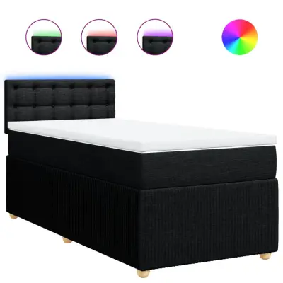 vidaXL Box spring postelja z vzmetnico črna 80x200 cm blago