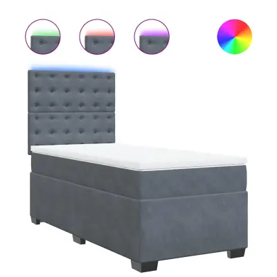 vidaXL Box spring postelja z vzmetnico temno siva 80x200 cm žamet