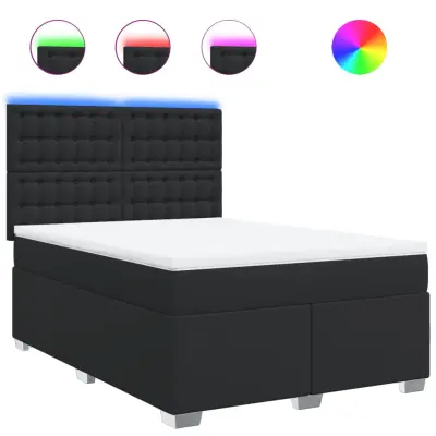 vidaXL Box spring postelja z vzmetnico črn 140x200 cm umetno usnje