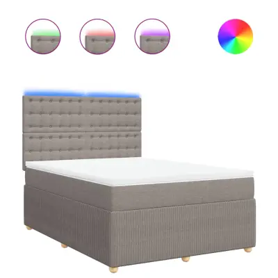 vidaXL Box spring postelja z vzmetnico taupe 140x190 cm blago