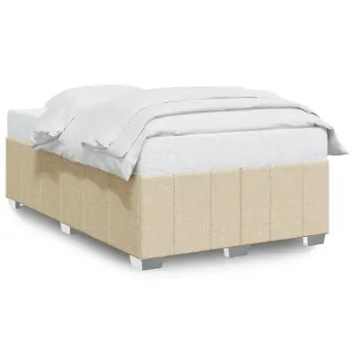 vidaXL Posteljni okvir brez vzmetnice krem 120x190 cm blago