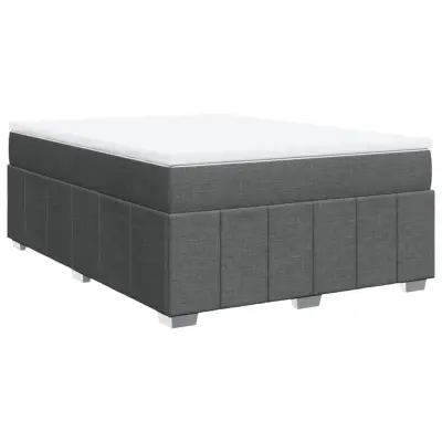 vidaXL Box spring postelja z vzmetnico temno siva 140x200 cm blago