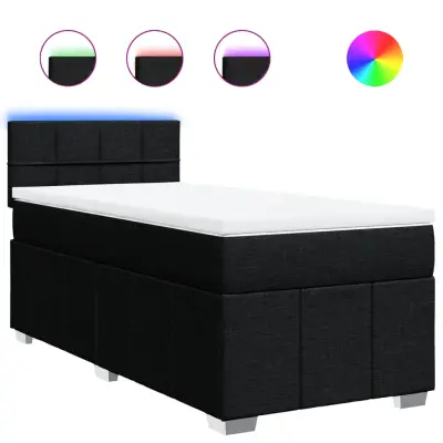 vidaXL Box spring postelja z vzmetnico črna 90x200 cm blago