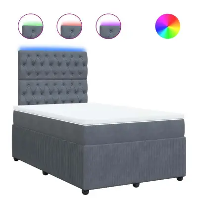 vidaXL Box spring postelja z vzmetnico temno siv 120x190 cm žamet