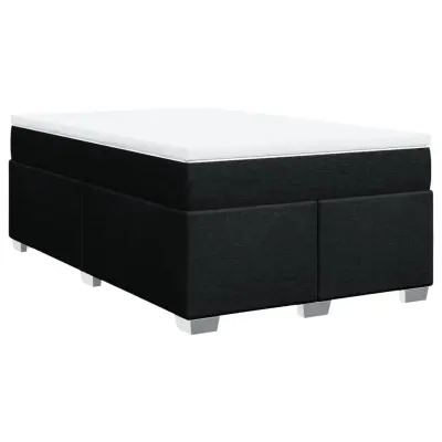 vidaXL Box spring postelja z vzmetnico črna 120x190 cm blago