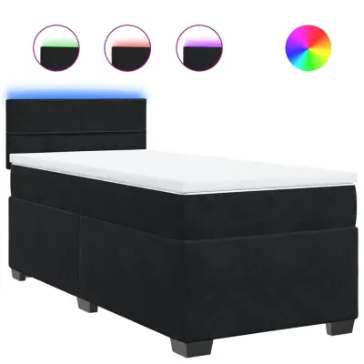 vidaXL Box spring postelja z vzmetnico črna 90x200 cm žamet