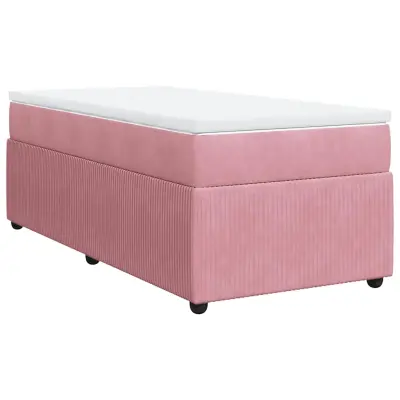 vidaXL Box spring postelja z vzmetnico roza 80x200 cm žamet