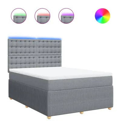 vidaXL Box spring posteljni z vzmetnico svetlo siv 140x190 cm blago