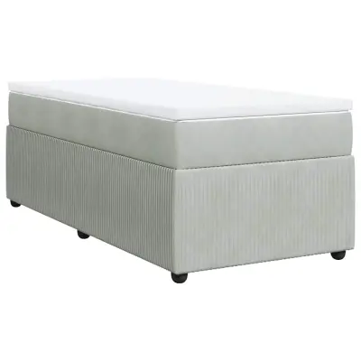 vidaXL Box spring postelja z vzmetnico svetlo siva 100x200 cm žamet